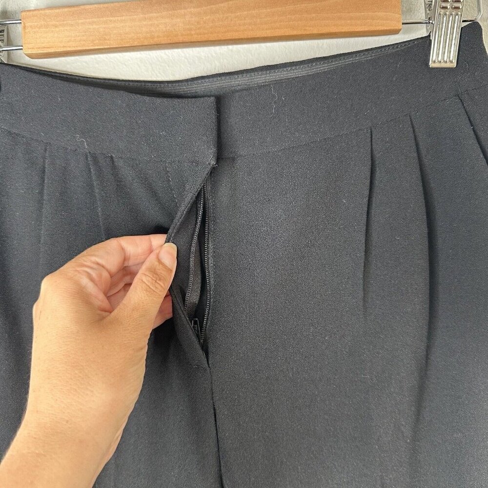 Basque Pants Womens‎ Black Trousers Work Career Corporate Office Pleated  6 - Picture 3 of 12